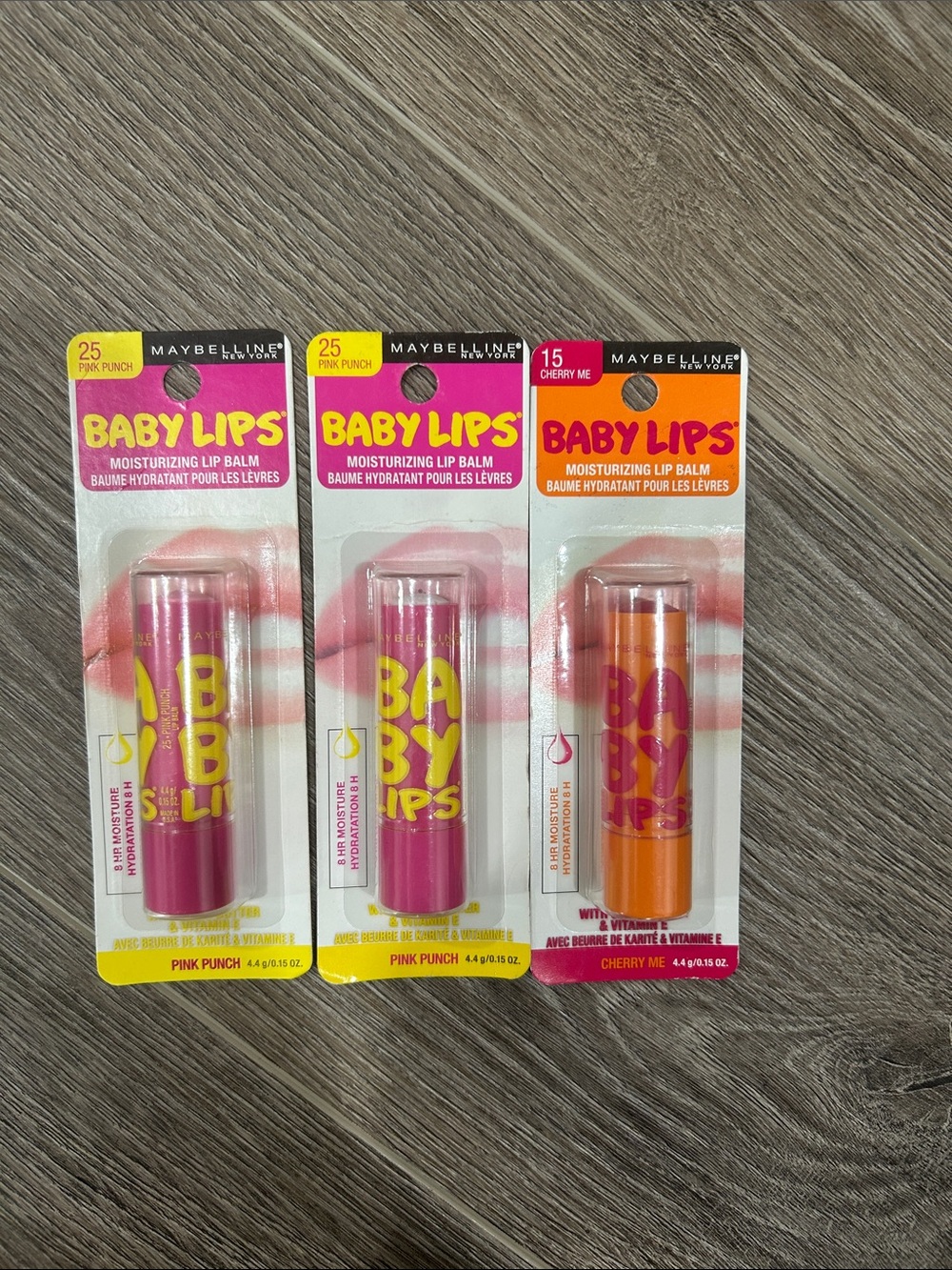 New 3X Maybelline Baby Lips Trio in Pink Punch & Cherry Me